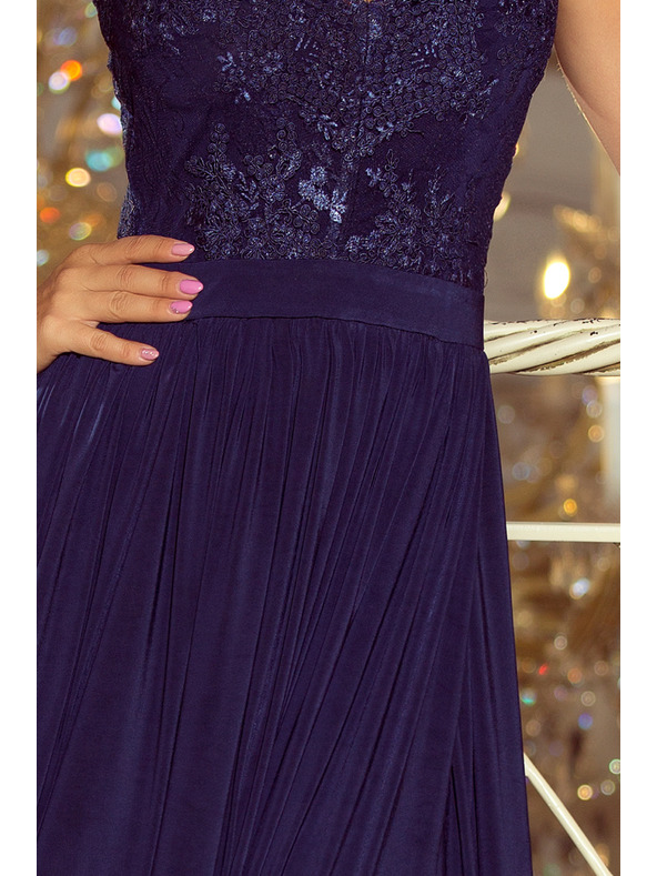 numoco LEA duge haljine s vezenim izrezom - tamno plave