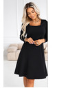 numoco IVANA udobne trapezaste haljine s izrezom i dugim rukavom - crne
