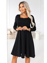 numoco IVANA udobne trapezaste haljine s izrezom i dugim rukavom - crne