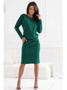 numoco Dukserice haljine s dugim rukavima i džepovima - ugodan kroj s izrezom na leđima - zelene