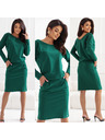 numoco Dukserice haljine s dugim rukavima i džepovima - ugodan kroj s izrezom na leđima - zelene