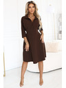 numoco SANDY Lagane košuljaste haljine sa pojasom - čokoladne