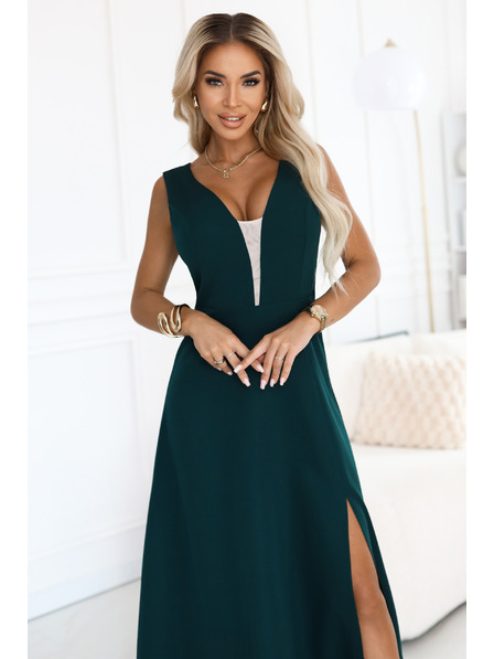 numoco Modne, tijelu zgodne maksi haljine s prorezom na nogavici - bočasto zelene