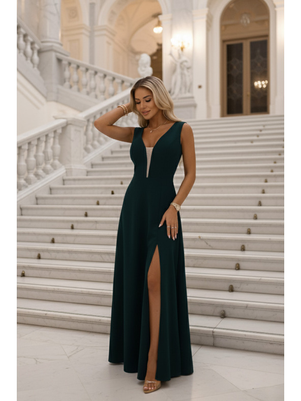 numoco Modne, tijelu zgodne maksi haljine s prorezom na nogavici - bočasto zelene