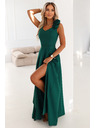 numoco Elegantne večernje maxi haljine s prorezom i ružama - boce zelene