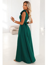 numoco Elegantne večernje maxi haljine s prorezom i ružama - boce zelene
