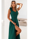 numoco Elegantne večernje maxi haljine s prorezom i ružama - boce zelene