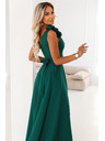 numoco Elegantne večernje maxi haljine s prorezom i ružama - boce zelene
