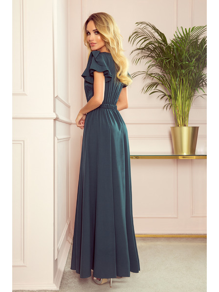 numoco LIDIA duge haljine s izrezom i volanima - zelene