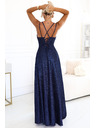 numoco Duge haljine s blagim sjajem i korzetnim vezivanjem na stražnjoj strani - tamno plava sa šljokicama