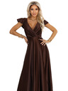 numoco CRYSTAL satenaste duge haljine s izrezom - čokoladne