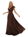 numoco CRYSTAL satenaste duge haljine s izrezom - čokoladne