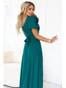 numoco Elegantne duge svečane haljine s cvijetom, pojasom i visokim prorezom - boce zelena