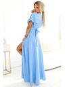 numoco JENNIFER duge haljine s prorezom na nogavicama, rukavu i izrezu - svijetlo plava
