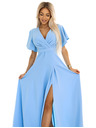 numoco JENNIFER duge haljine s prorezom na nogavicama, rukavu i izrezu - svijetlo plava