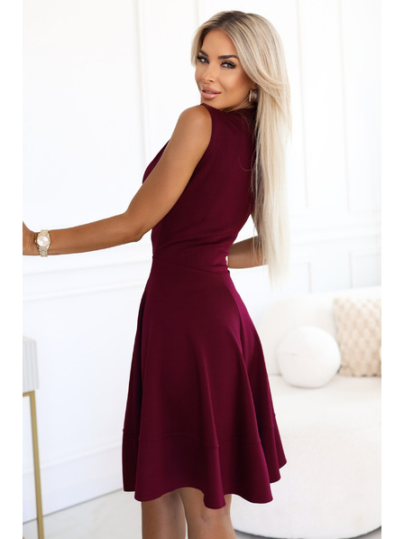 numoco Ekskluzivne haljine s proširenim donjim dijelom i zipom - vinsko crvena