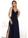 numoco MIRA elegantne maxi haljine s preklopnim izrezom i prorezom - tamno plava