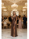 numoco CRYSTAL satenaste duge haljine s izrezom - mocha mousse