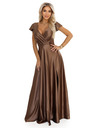 numoco CRYSTAL satenaste duge haljine s izrezom - mocha mousse