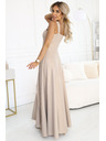 numoco AURELIA duge haljine s prorezom i dijamantskim dekolteom - bež s šljokicama