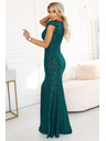numoco IRINA Blistave duge haljine s brokadom, V-izrezom i prorezom na nozi - bočasto zelene