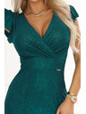 numoco IRINA Blistave duge haljine s brokadom, V-izrezom i prorezom na nozi - bočasto zelene