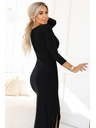 numoco Elegantne duge haljine s preklopnim dekolteom i prorezom - crne