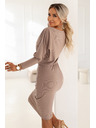 numoco LARA Rebraste haljine s manžetama - mocha mousse