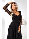 numoco LORETTA jedinstvene duge haljine s tijelom rukavima i dekolteom - crne