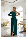 numoco Blistave maxi haljine na jedno rame s asimetričnim rukavima i prorezom - bočasto zelene