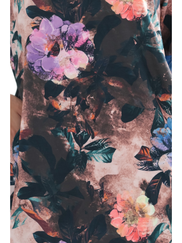 numoco JOLA Oversized haljine s džepovima - čokoladni ton s cvjetnim uzorkom