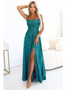 numoco Duge haljine s blagim sjajem i korzetnim vezivanjem na stražnjoj strani - zelene sa šljokicama