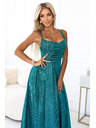 numoco Duge haljine s blagim sjajem i korzetnim vezivanjem na stražnjoj strani - zelene sa šljokicama