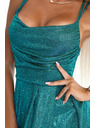 numoco Duge haljine s blagim sjajem i korzetnim vezivanjem na stražnjoj strani - zelene sa šljokicama