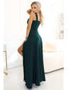 numoco AURELIA duge haljine s prorezom na nogavici i dijamantskim izrezom - bočano zelena