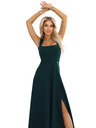 numoco AURELIA duge haljine s prorezom na nogavici i dijamantskim izrezom - bočano zelena
