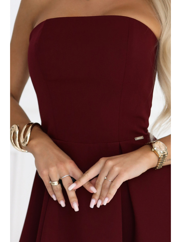 numoco VIVIENNE Korzetne proširene midi haljine za posebne prilike - vinsko crvena