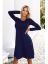 numoco Udobne trapezaste haljine s dugim rukavom - tamno plave
