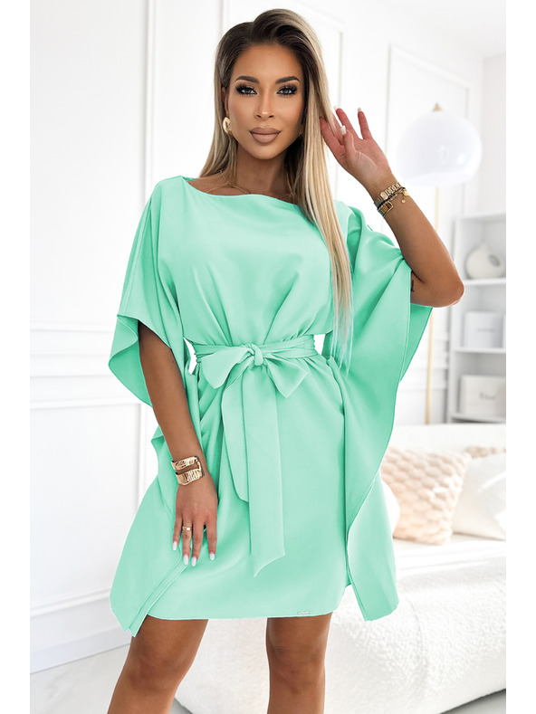 numoco SOFIA Ženske leptir haljine sa vezivanjem struka - mentol zelena