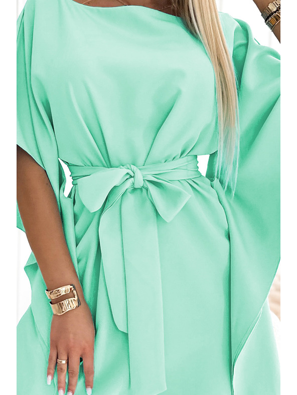 numoco SOFIA Ženske leptir haljine sa vezivanjem struka - mentol zelena