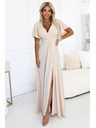 numoco JENNIFER duge haljine s prorezom na nogavici, rukavima i izrezom - bež