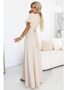 numoco JENNIFER duge haljine s prorezom na nogavici, rukavima i izrezom - bež