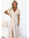 numoco JENNIFER duge haljine s prorezom na nogavici, rukavima i izrezom - bež