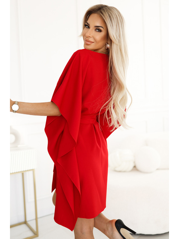 numoco SOFIA Leptir haljina s kravatom u struku - crvena