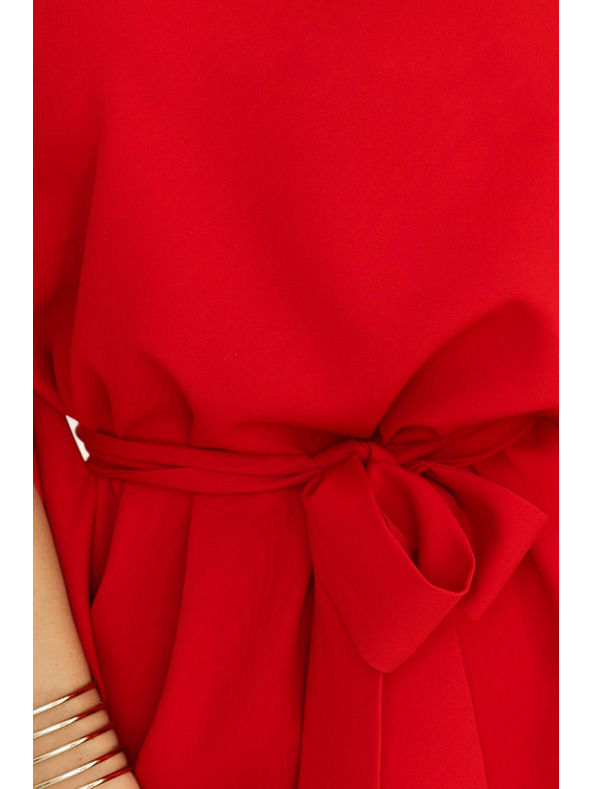 numoco SOFIA Leptir haljina s kravatom u struku - crvena