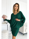 numoco Šišmiš haljina s izrezom - zelena sa šljokicama