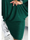 numoco Šišmiš haljina s izrezom - zelena sa šljokicama