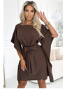 numoco SOFIA Leptir haljine s vezivanjem u struku - čokoladna