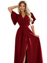numoco JENNIFER duge haljine s prorezom na nogavicama, rukavu i dekolteom - boja vina