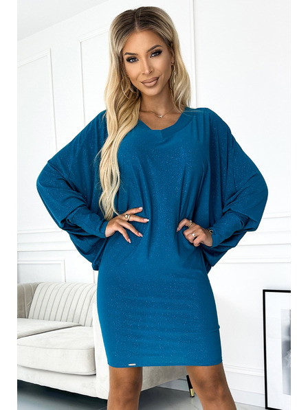 numoco Šišmiš haljine s dekolteom - morska boja sa šljokicama